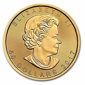 1 oz Canadian gold maple leaf coin 2017 - back