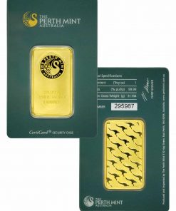 Perth Mint 1oz gold Minted Bar- in green Certicard packaging - Assay Card