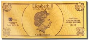 Cook Islands Gold Note $5