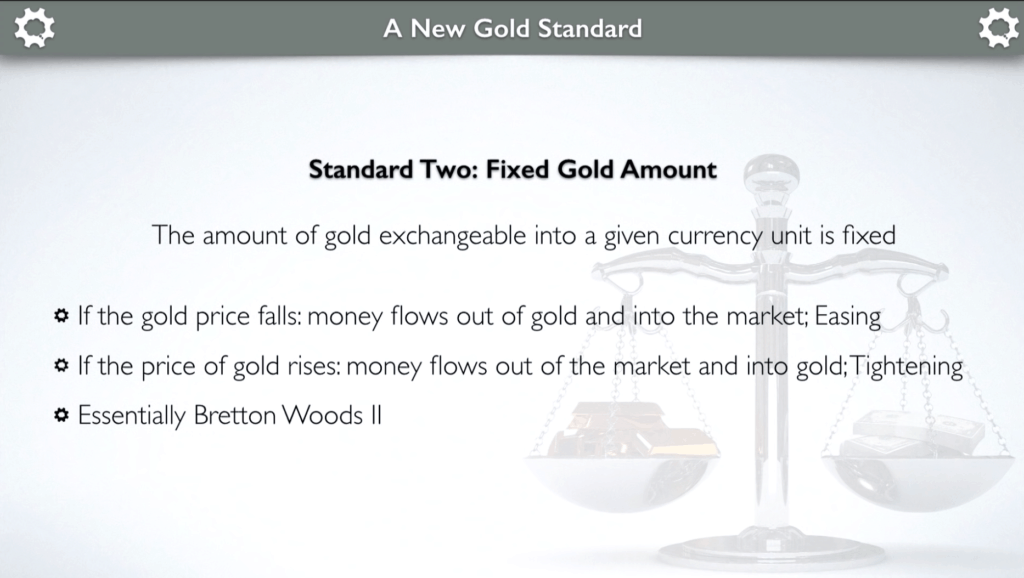 A new gold standard - option 2 - a fixed gold amount