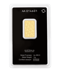 5 gram gold bar from ABC Bullion – 999.9 fine gold with unique serial number