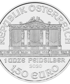 Alternative view of 1 oz Austrian Silver Philharmonic Coin – Backdated