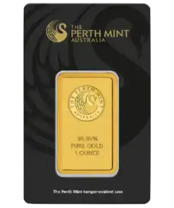 Alternative view of 1 oz P​erth ​M​int Gold Bar - Minted Bar in Certicard