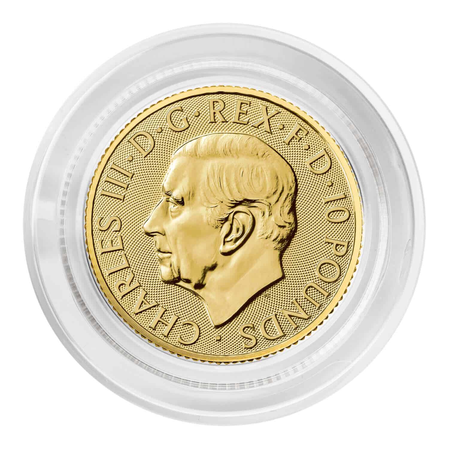 1/10 oz Royal Mint Britannia Gold Coin 999.9 King Charles III Effigy - Image 2