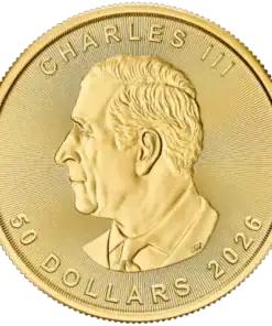 Alternative view of 1 oz Canadian Gold Maple Leaf Coin – Current Year