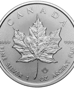 Alternative view of 1 oz Canadian Silver Maple Leaf Coin – Current Year
